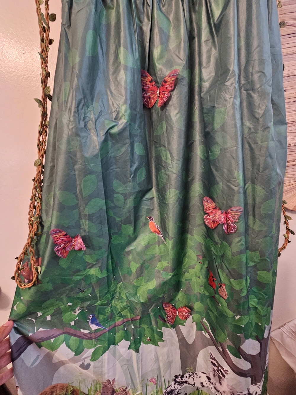 Green Floral Mother Nature Costume with Pink Rose Trim, Girl's SZ 12-14 - Picture 4 of 6